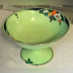 Vintage Royal Winton Grimwades green pedestal candy dish